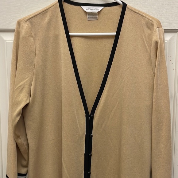 Exclusively Misook Button Front Cardigan Sweater Black Brown Size Large Career - Picture 2 of 10
